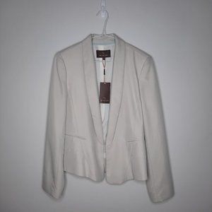 Melanie Lyne Off-White Open Soft Blazer W/ Pocket Slits Design NWT Size 10
